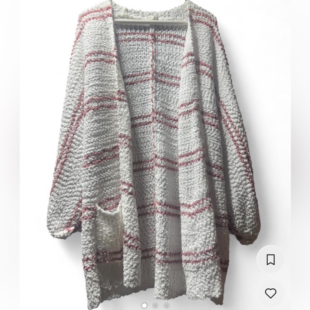 Sienna Sky Cream and Pink Textured Cardigan